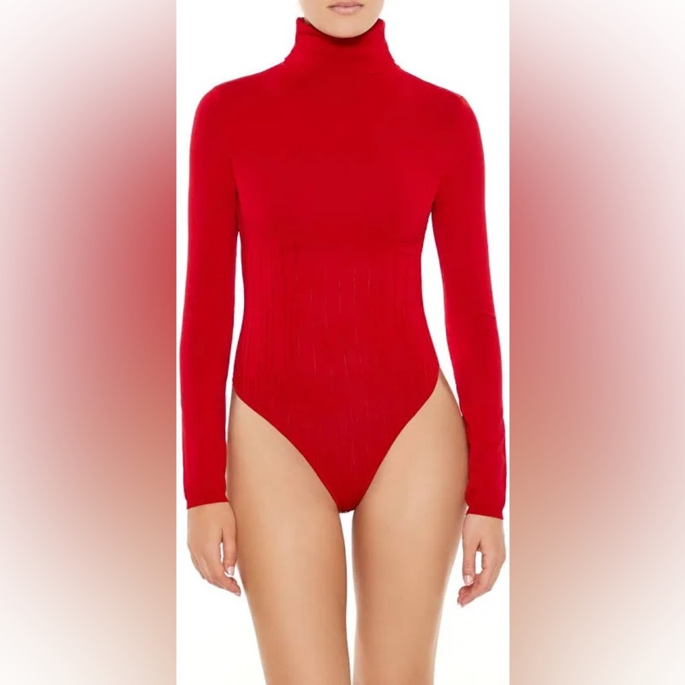 Forever 21 Vibrant Red Long Sleeve Bodysuit